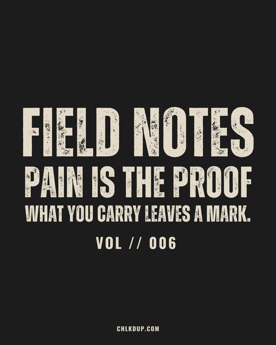 FIELD NOTES // 006 - Pain is the Proof