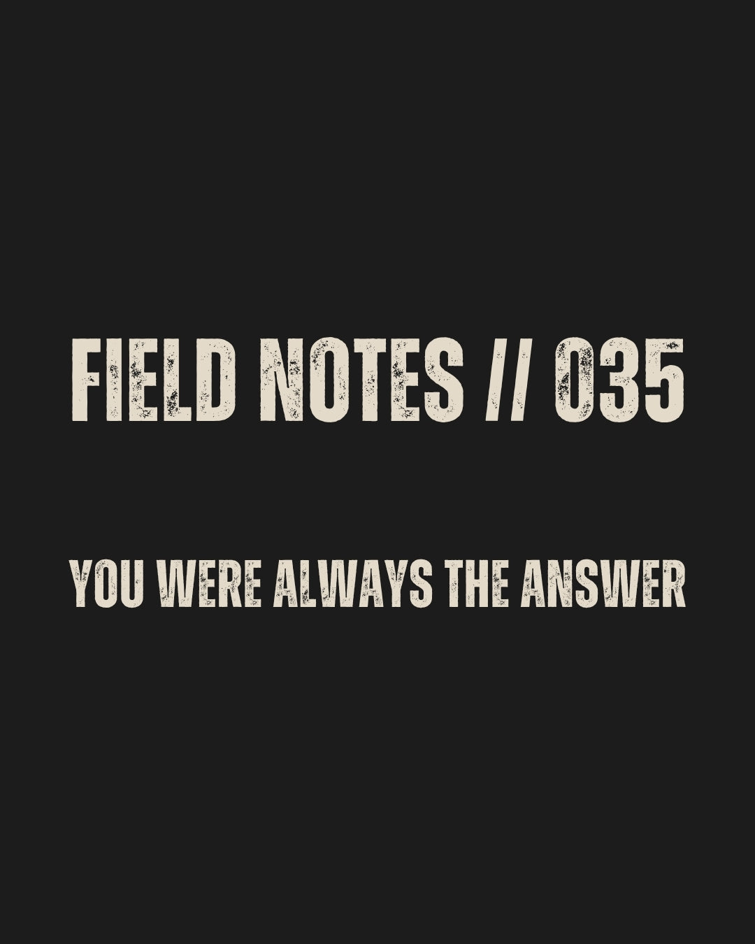 FIELD NOTES // 035 - YOU WERE ALWAYS THE ANSWER