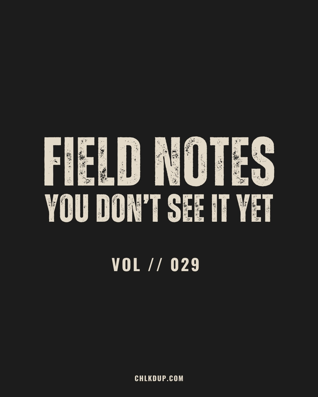 FIELD NOTES // 029 - You Don't See It Yet